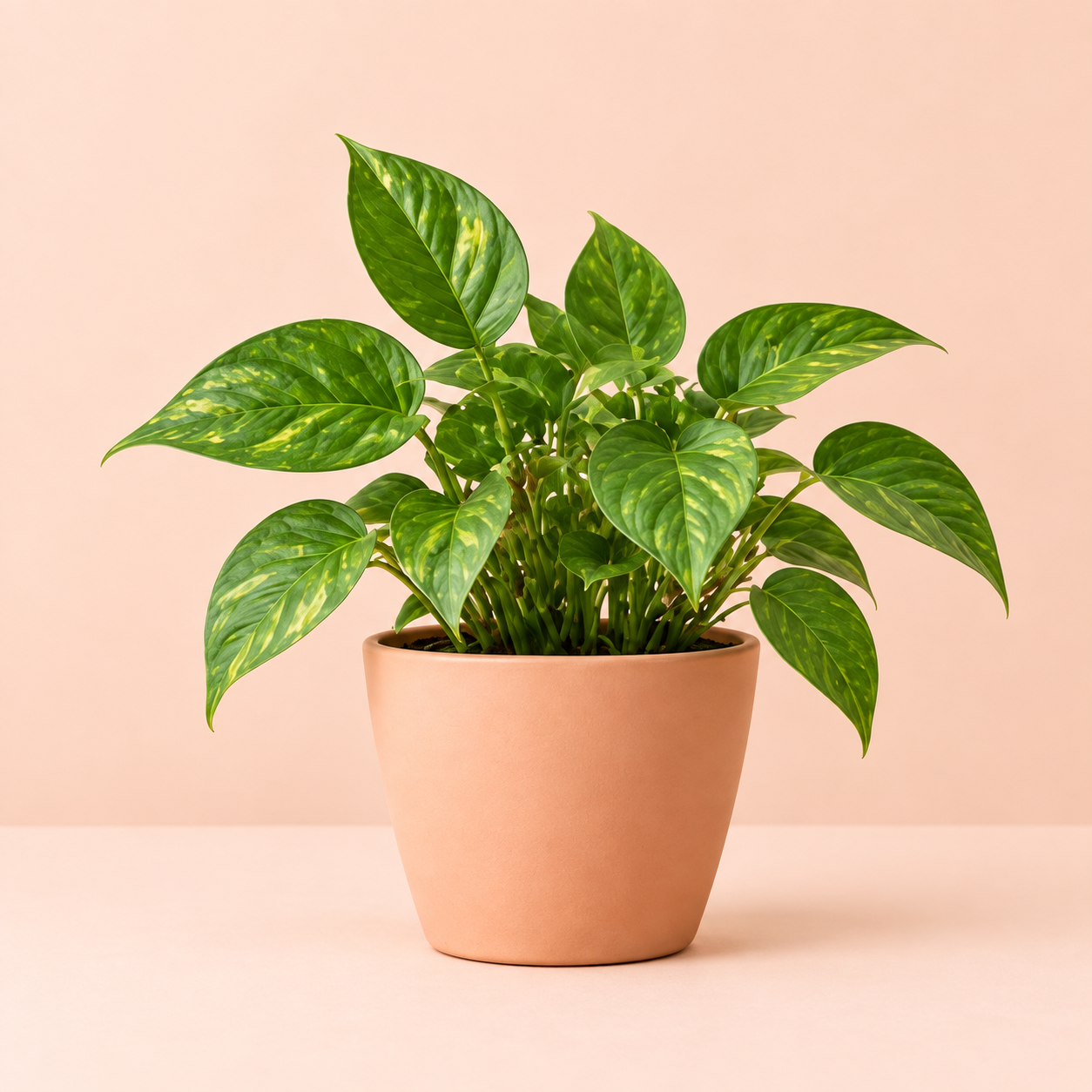 Original potted plant on a peach background